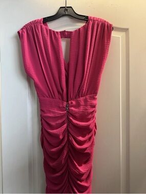 Alice + Olivia Vibrant Fuchsia One-Shoulder Ruched Cocktail Dress